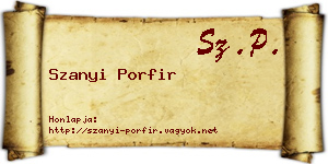 Szanyi Porfir névjegykártya